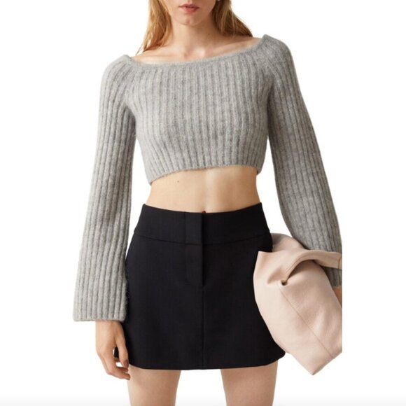 & Other Stories Bell Sleeves Ribbed Crop Sweater - Picture 1 of 6